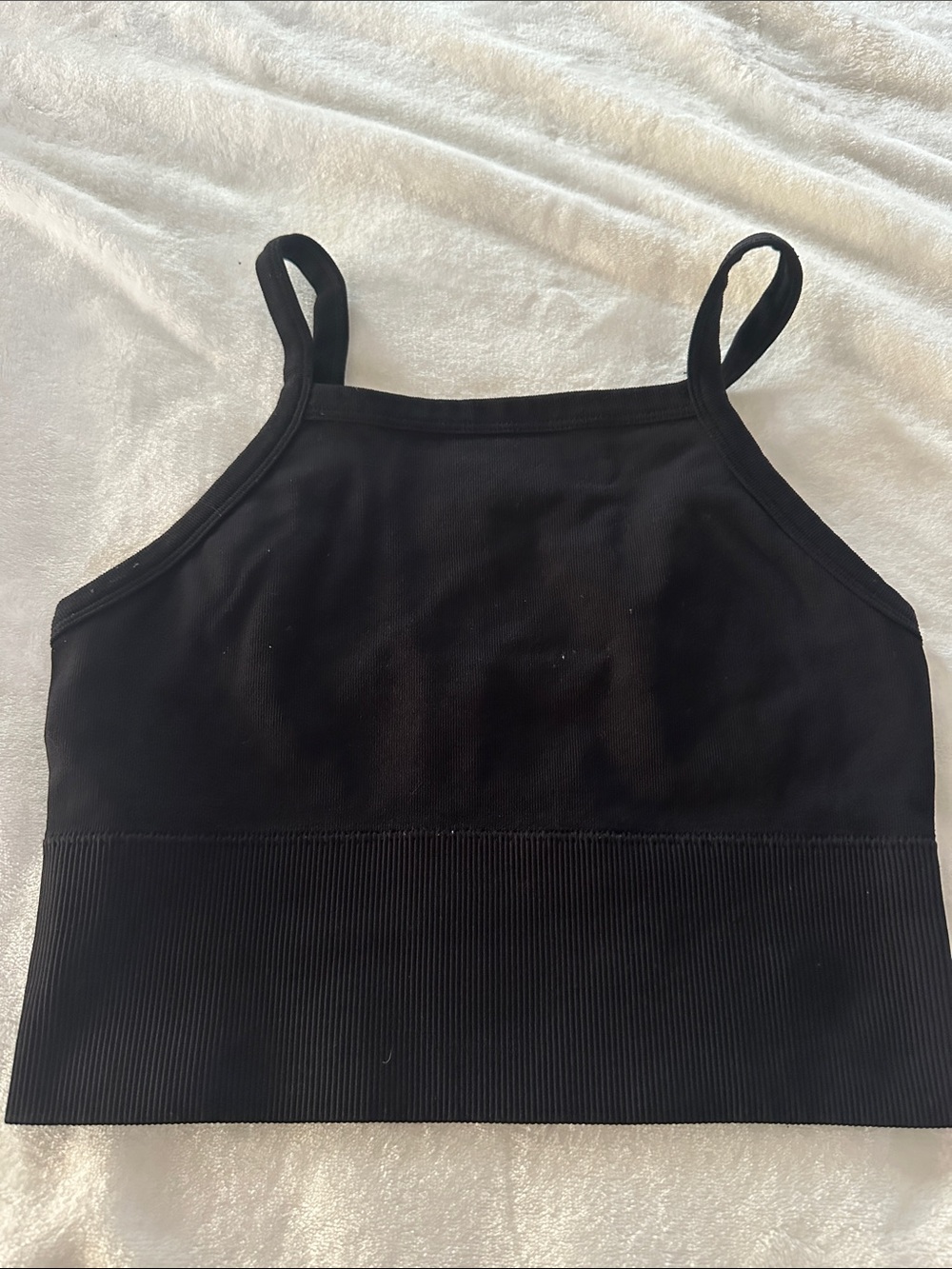 Black Ribbed Hem Crop Tank Top - Women's Sleeveless Crop
